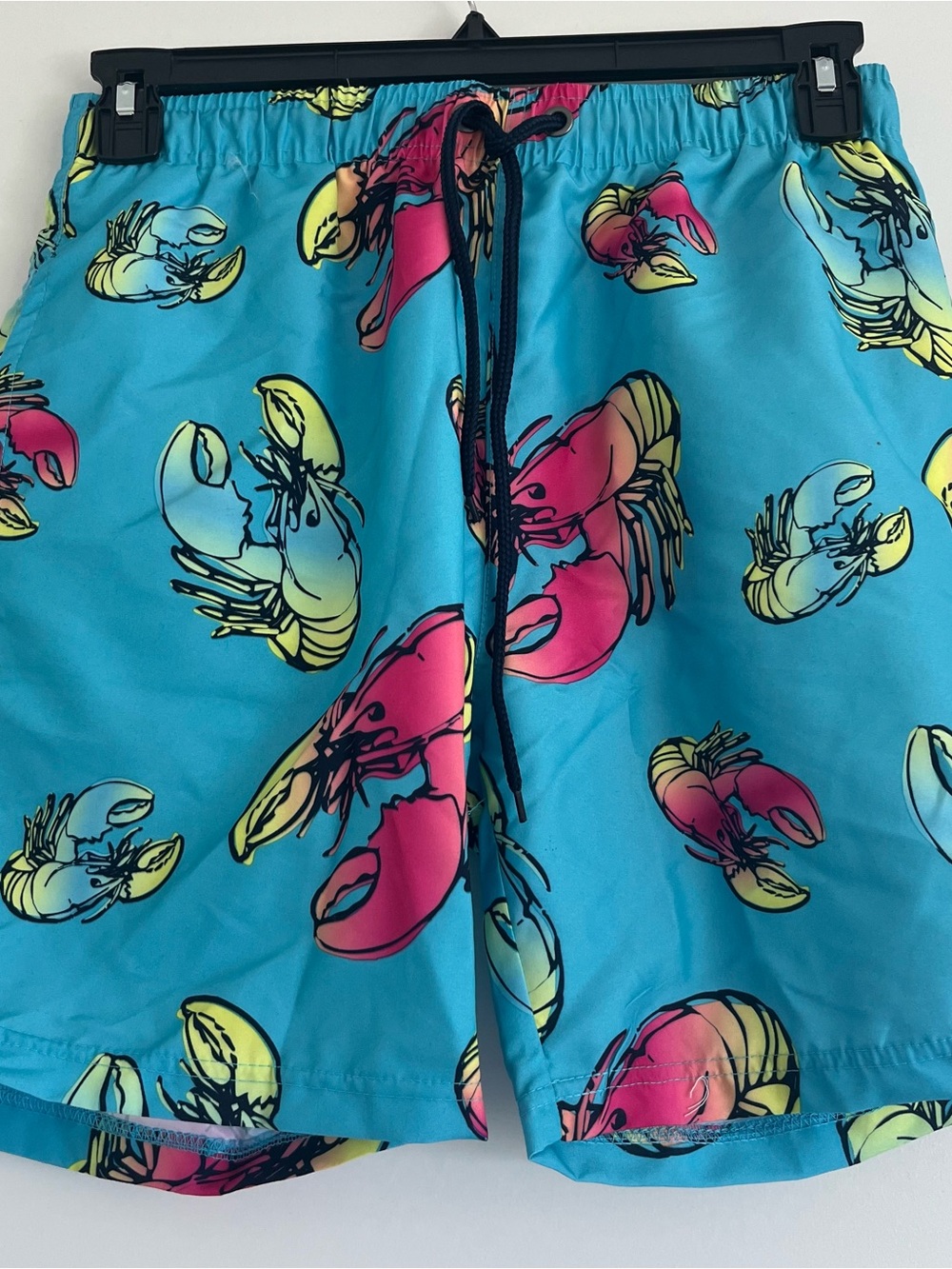 U.S. Polo Assn. Aqua Blue Swim Trunks with Pink and Yellow Lobster Print Size S
